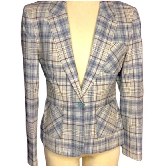 Vtg Pendleton Pure Virgin Wool Plaid Blazer - Old Money Dark Academia - Size 10 - Picture 2 of 10